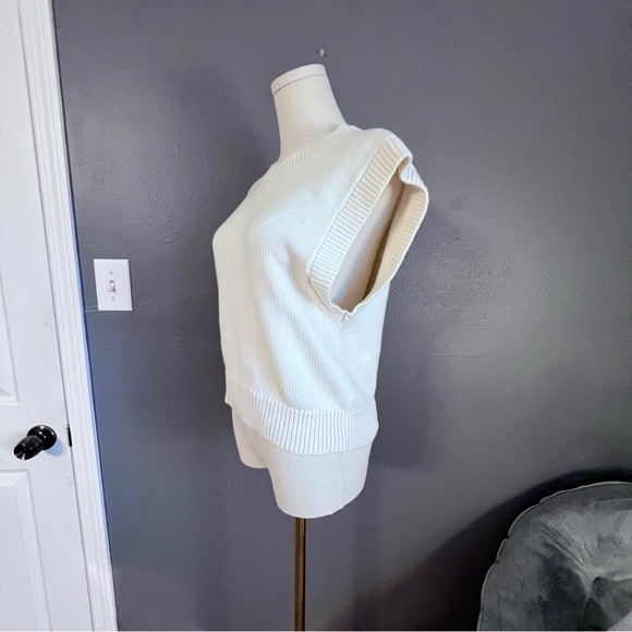 Aritzia Wilfred Sleeveless Alps Vest Sweater Wool Blend Off White Women’s Large - Picture 4 of 11